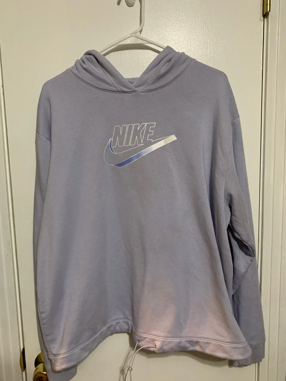 Nike Lilac Hoodie XL Iridescent Swoosh Bungee Hem Pullover